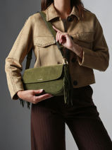 Shoulder Bag Country Etrier Green country ECOU145M-vue-porte