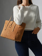 Shoulder Bag Altesse Suede Etrier Brown altesse suede EASU088M-vue-porte