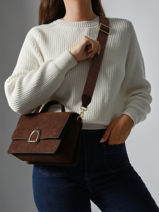 Crossbody Bag Altesse Suede Etrier Brown altesse suede EASU048M-vue-porte