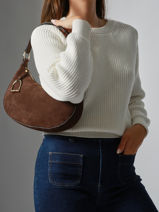 Shoulder Bag Altesse Suede Etrier Brown altesse suede EASU017M-vue-porte
