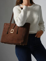 Shoulder Bag Altesse Suede Etrier Brown altesse suede EASU088M-vue-porte